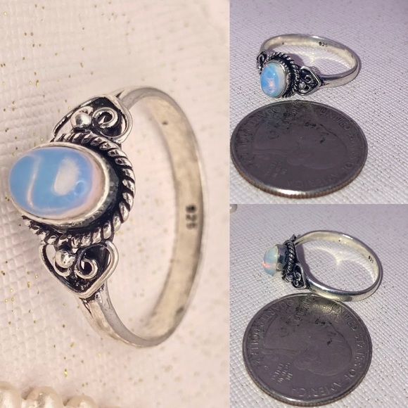 Milky Oplite Gemstone Handmade Ring - Picture 2 of 6